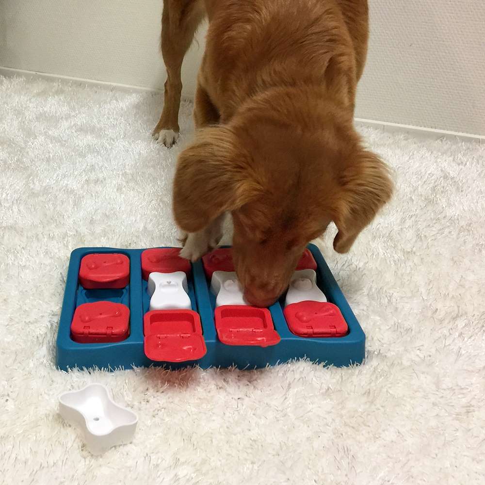 Nina Ottoson by Outward Hound dog hide and slide tan interactive treat puzzle dog toyk Interactive dog puzzle Nina Ottoson Brick