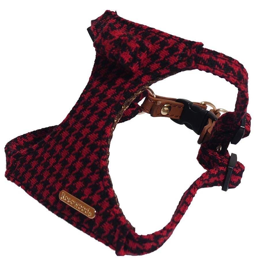 Rosewood TOY DOG RED /BLK DOGTOOTH SET Dog Harness Rosewood