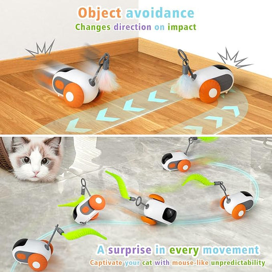 Interactive Cat Toy with Remote Control, 2 Speed Automatic Moving Car Cat Toy Interactive cat toy Aymixis Orange
