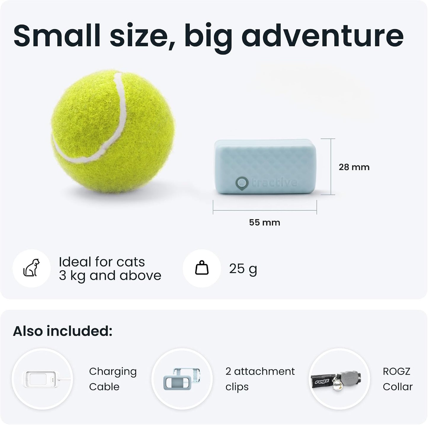 Tractive Mini GPS Cat Tracker | Market Leader | Real-Time Location Tracking | Location History | Monitor Activity | Collar Included Woofy and Whiskers