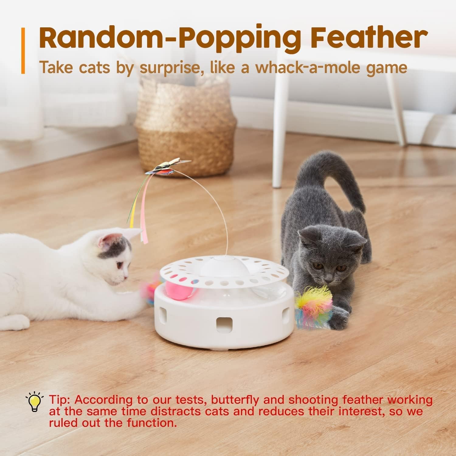 Interactive Toys for Cats, 3-in-1 Smart Interactive Kitten Toy, Fluttering Butterfly, Random Moving Amb Interactive cat toy Woofy and Whiskers