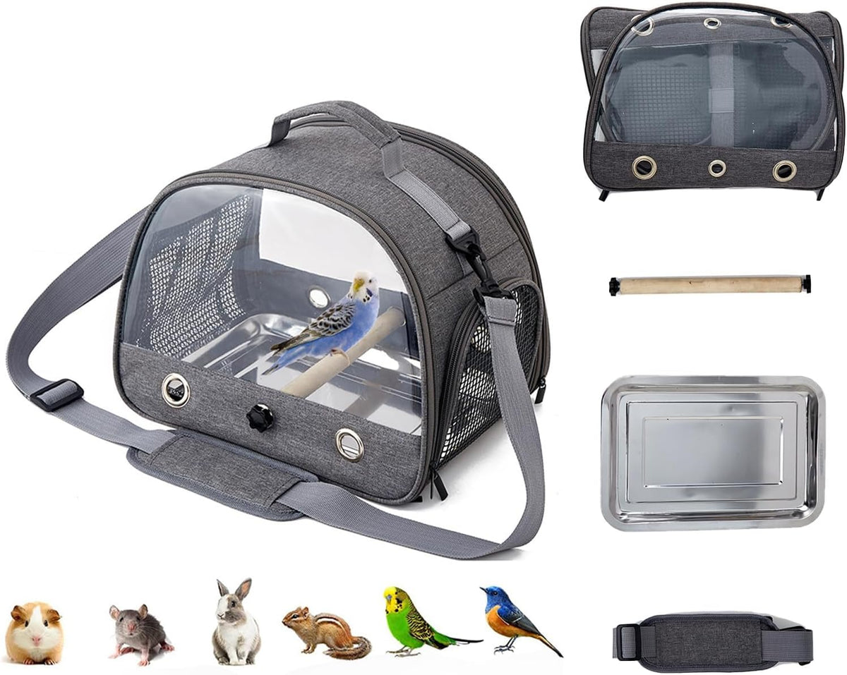 Breathable Bird Carrier Backpack – Lightweight Travel Carrier with Perch & Strap Emapoy