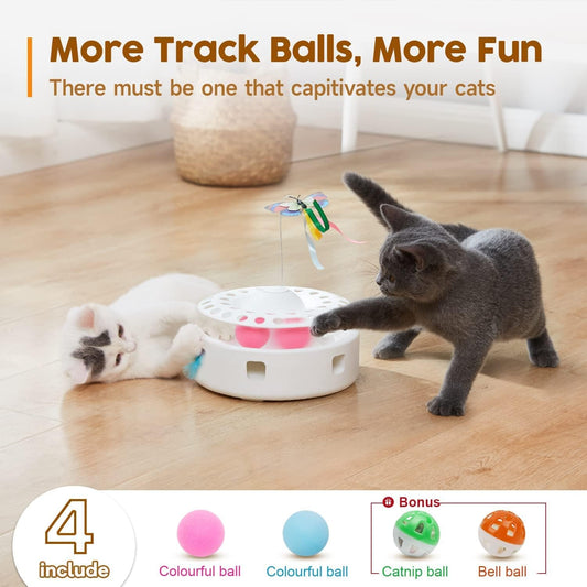 Interactive Toys for Cats, 3-in-1 Smart Interactive Kitten Toy, Fluttering Butterfly, Random Moving Amb Interactive cat toy Woofy and Whiskers