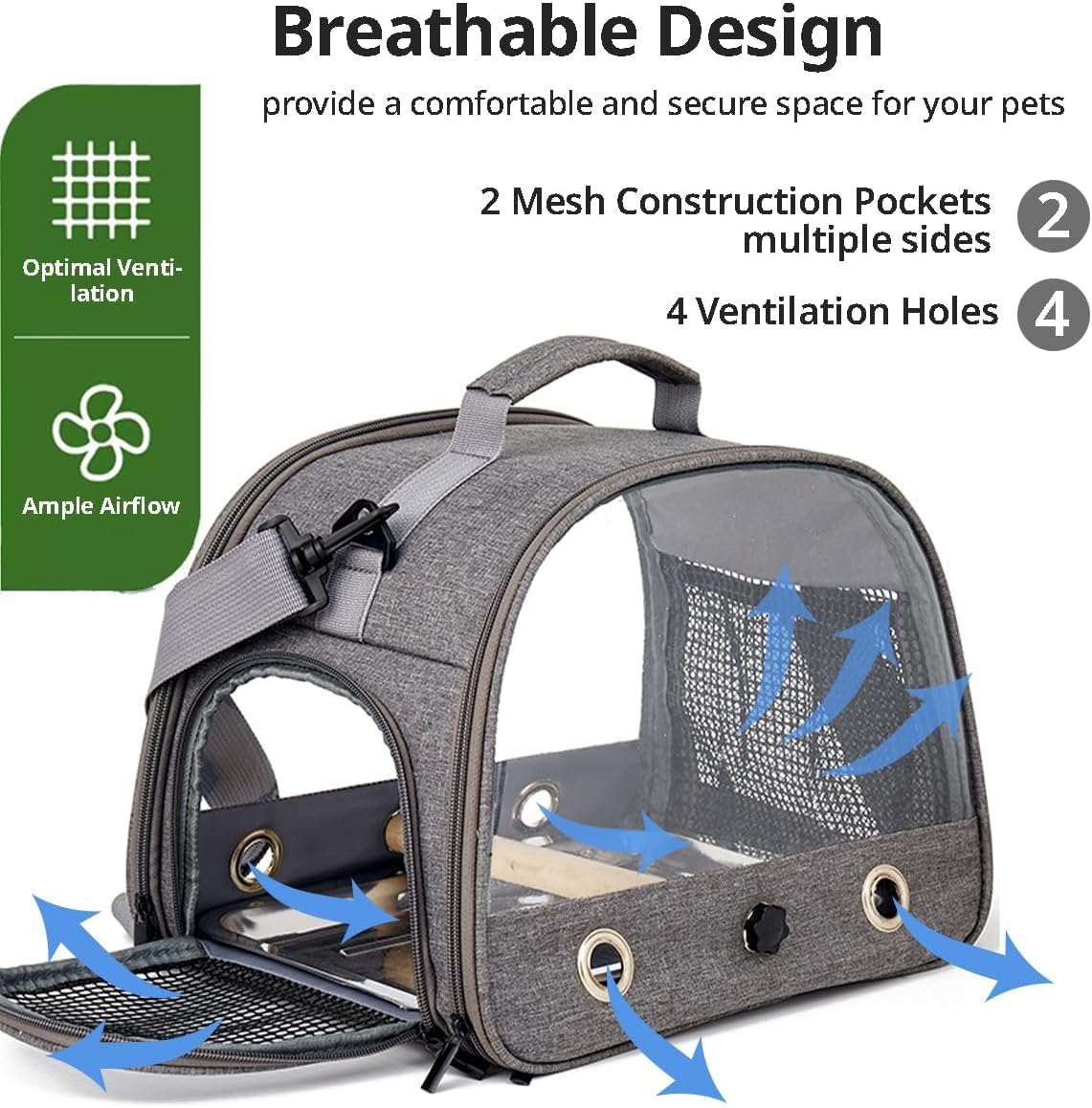 Breathable Bird Carrier Backpack – Lightweight Travel Carrier with Perch & Strap Emapoy