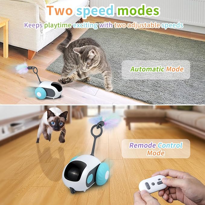 Interactive Cat Toy with Remote Control, 2 Speed Automatic Moving Car Cat Toy Interactive cat toy Aymixis