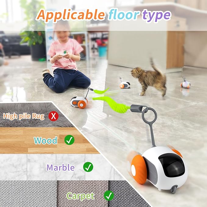 Interactive Cat Toy with Remote Control, 2 Speed Automatic Moving Car Cat Toy Interactive cat toy Aymixis