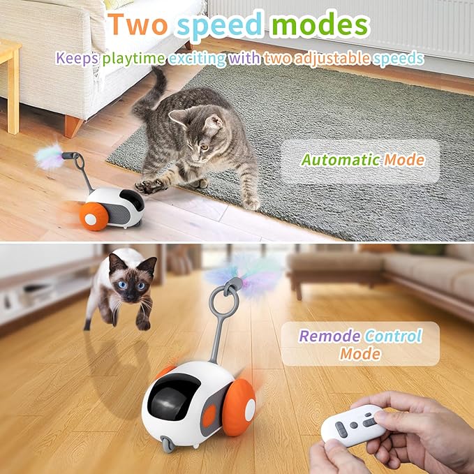 Interactive Cat Toy with Remote Control, 2 Speed Automatic Moving Car Cat Toy Interactive cat toy Aymixis