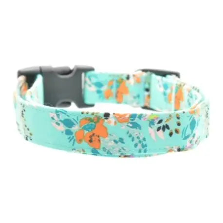 XL Dog Collar Dog Collar world Extra large (XL) Teal Floral