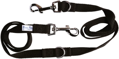 Beau Pets – Adjustable Webbing Lead Woofy and Whiskers Black