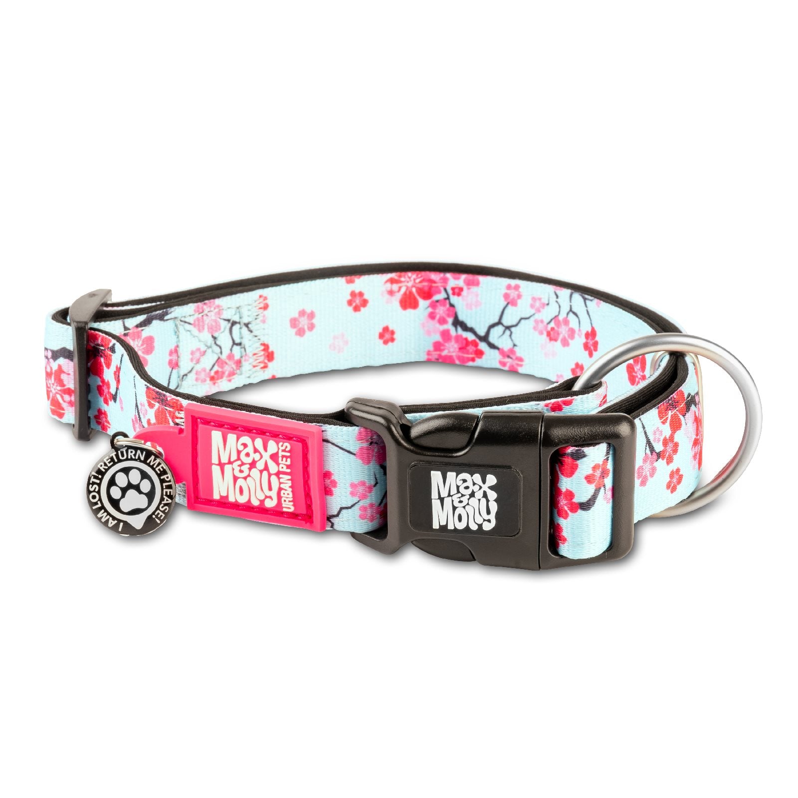 max and Molly smart Id Collar Cherry Bloom Dog Collar Max and Molly Small