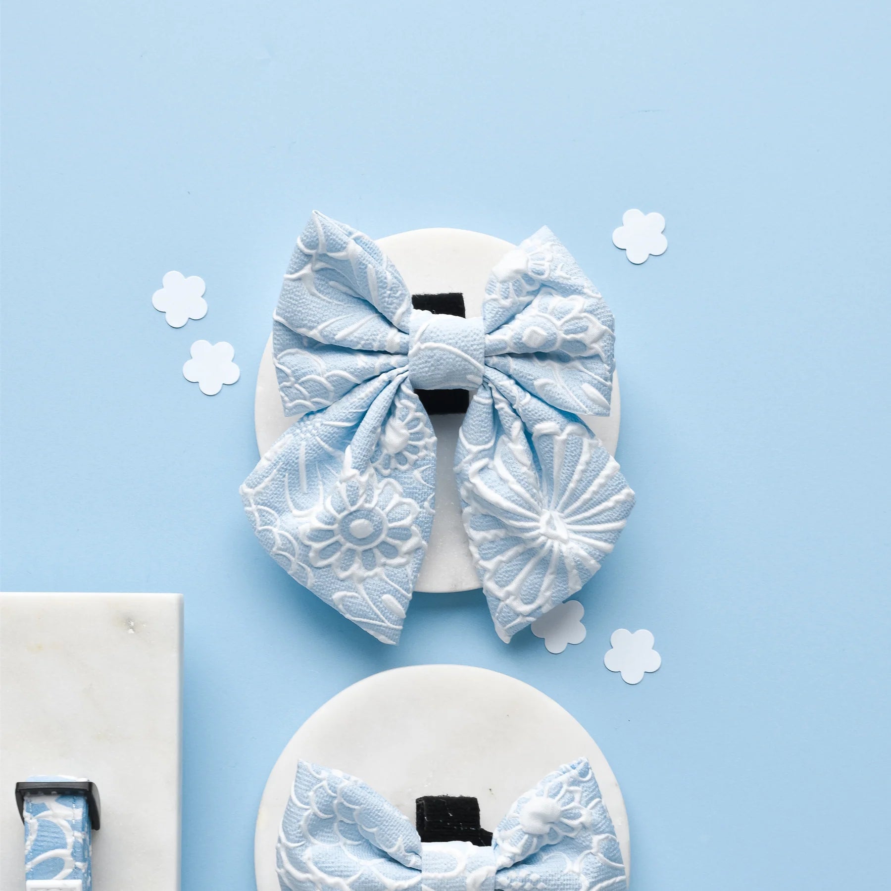 Cocopup London – LUXE Sailor Bow Tie – Baby Blue Flower pet apparel bow tie Cocopup London