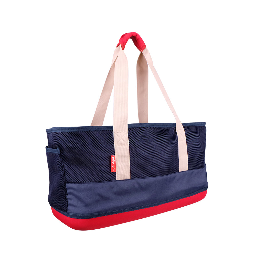 Ibiyaya Light Pet Carrier with Hardshell Base for Dachshunds & Long Pets - Khaki Pet Carrier Woofy and Whiskers Navy