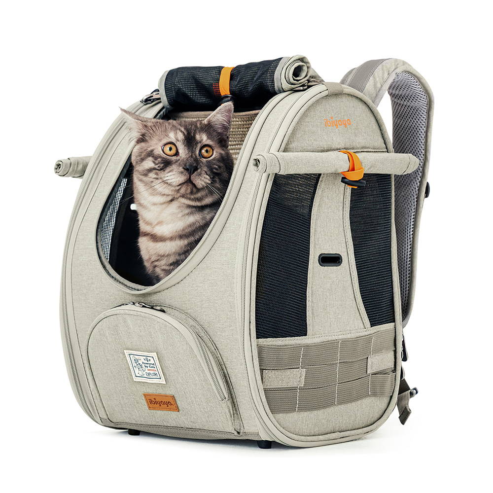 Ibiyaya Adventure Cat & Small Dog Carrier Backpack - Grey-Green Pet Carrier Ibiyaya