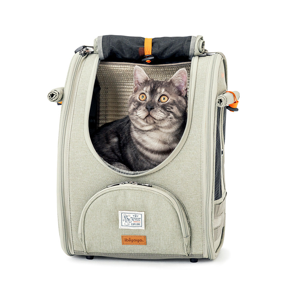 Ibiyaya Adventure Cat & Small Dog Carrier Backpack - Grey-Green Pet Carrier Ibiyaya