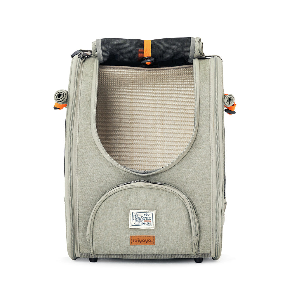 Ibiyaya Adventure Cat & Small Dog Carrier Backpack - Grey-Green Pet Carrier Ibiyaya