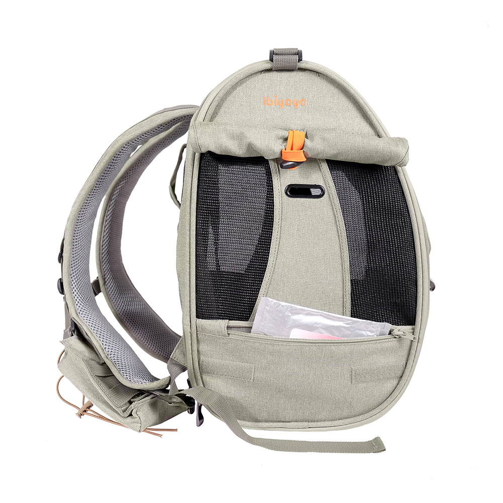 Ibiyaya Adventure Cat & Small Dog Carrier Backpack - Grey-Green Pet Carrier Ibiyaya