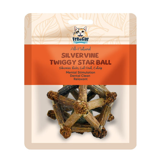 Freecat All Natural Silvervine Twiggy Star Ball -1pc Woofy and Whiskers
