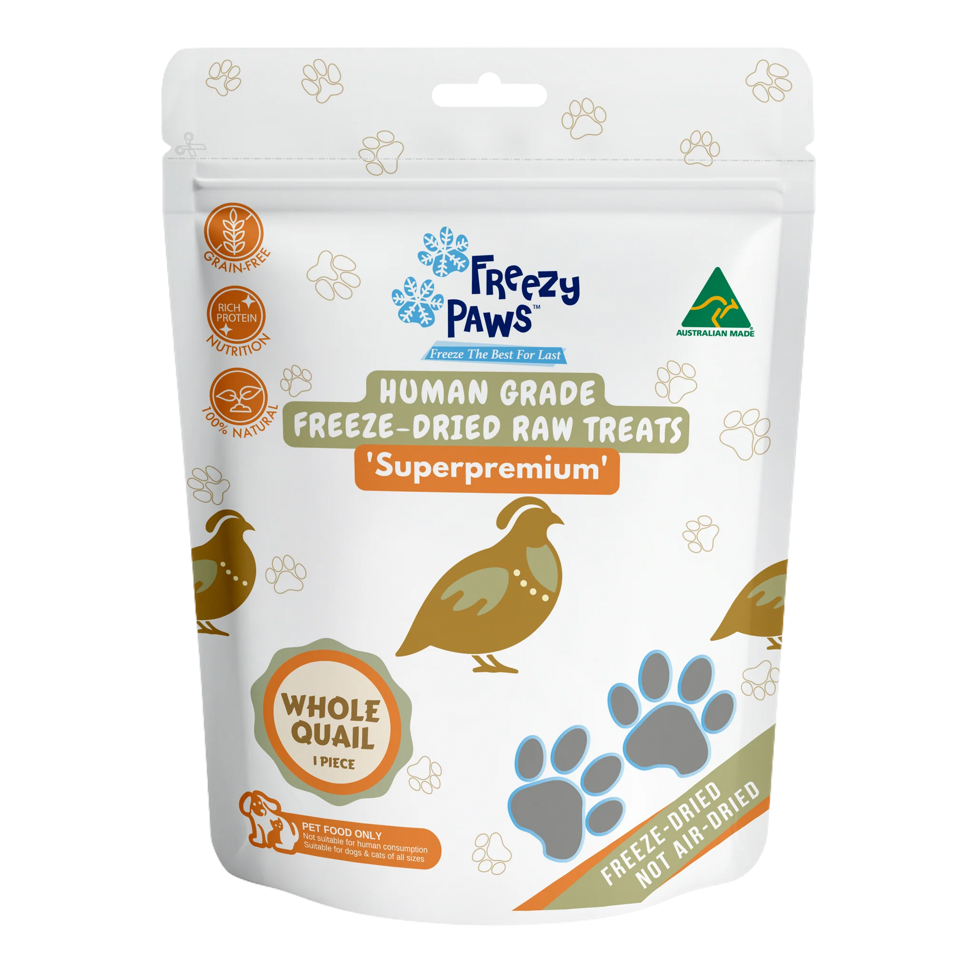Freeze-Dried Raw Whole Quail Treat (1 piece) Dog treats freezy paws