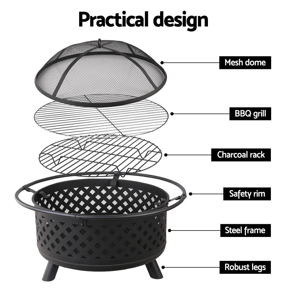 Grillz Fire Pit BBQ Grill 76cm Home & Garden > BBQ > BBQ Tools Woofy and Whiskers