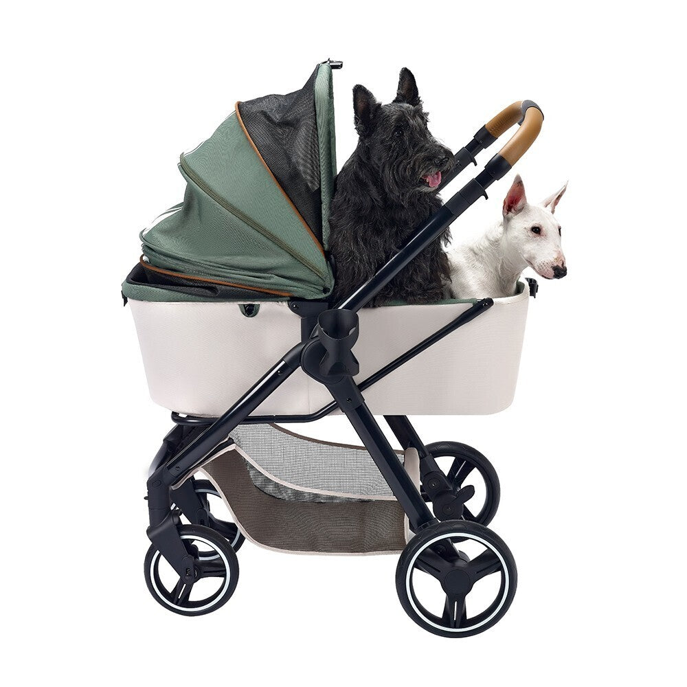 Ibiyaya Retro Luxe Folding Pet Stroller for Pets up to 30kg - Soft Sage Stroller Ibiyaya Soft Sage