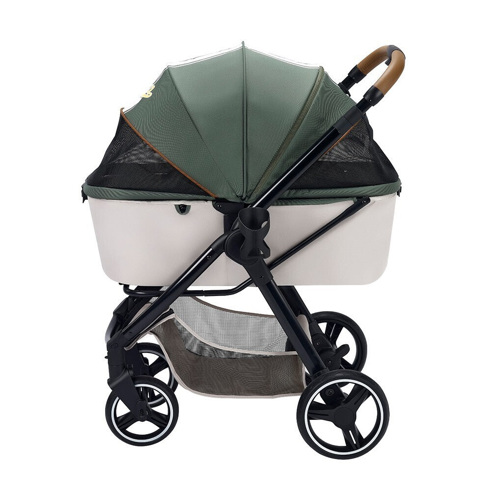 Ibiyaya Retro Luxe Folding Pet Stroller for Pets up to 30kg - Soft Sage Stroller Ibiyaya