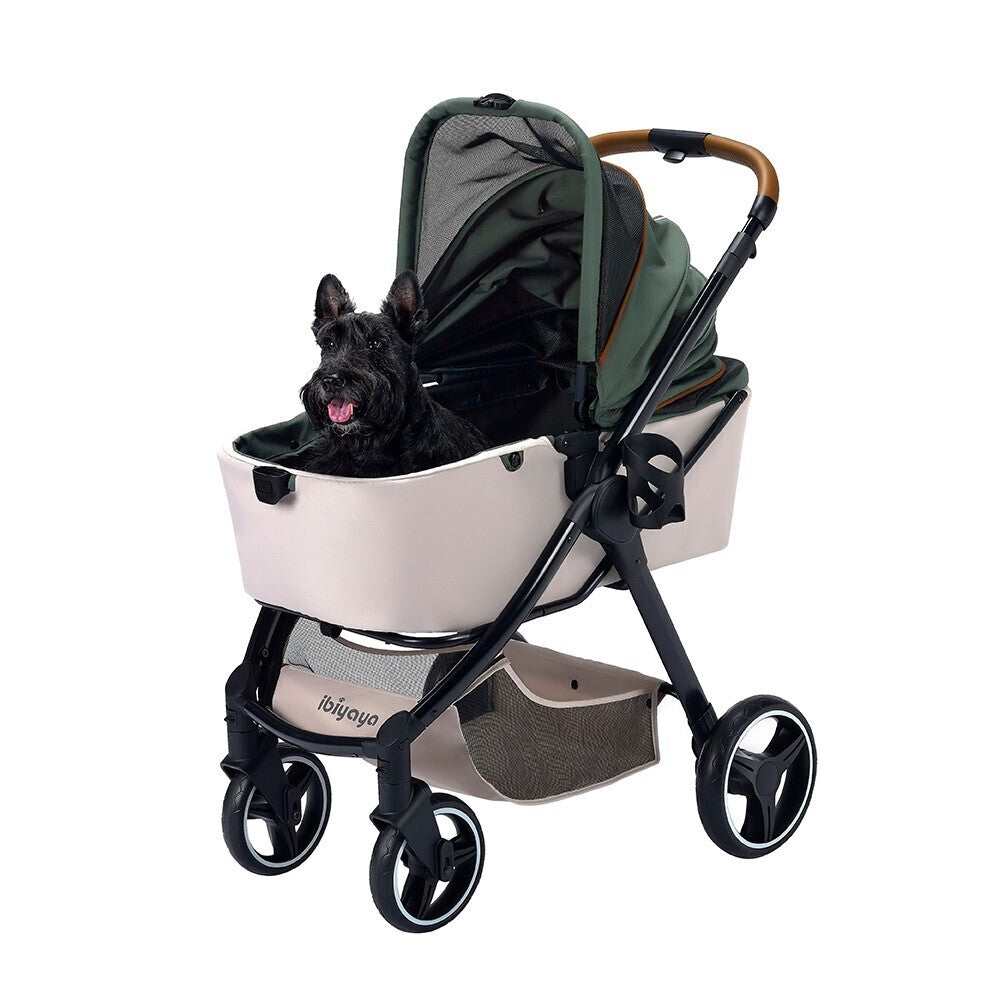 Ibiyaya Retro Luxe Folding Pet Stroller for Pets up to 30kg - Soft Sage Stroller Ibiyaya
