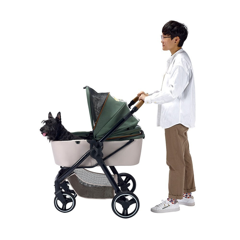Ibiyaya Retro Luxe Folding Pet Stroller for Pets up to 30kg - Soft Sage Stroller Ibiyaya