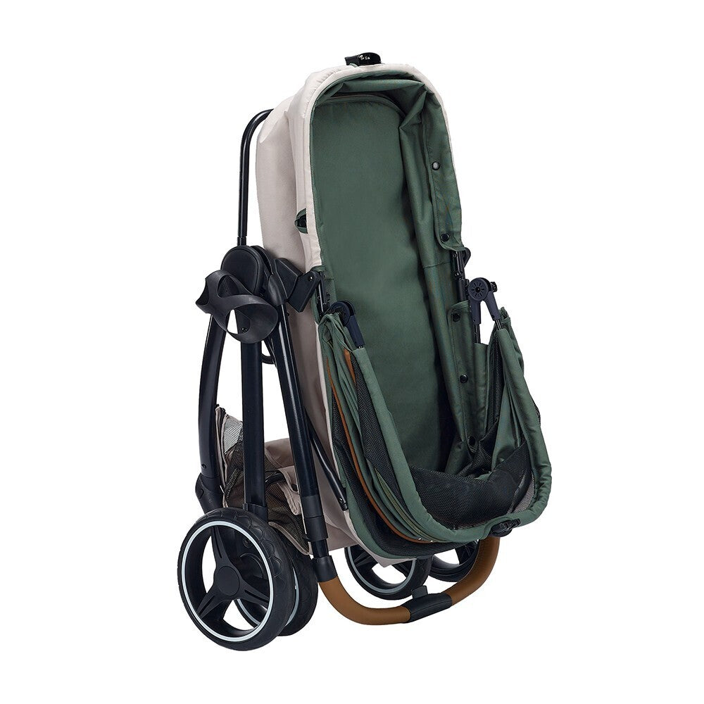 Ibiyaya Retro Luxe Folding Pet Stroller for Pets up to 30kg - Soft Sage Stroller Ibiyaya