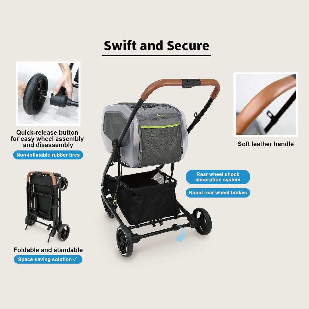 Ibiyaya NeoRider Multi-purpose Detachable Pet Stroller – Silver Mist pet stroller Ibiyaya