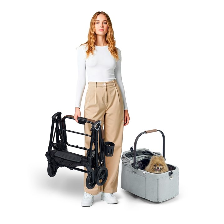 Ibiyaya Tinker Small Detach Pet Stroller Silver Gry pet stroller Ibiyaya