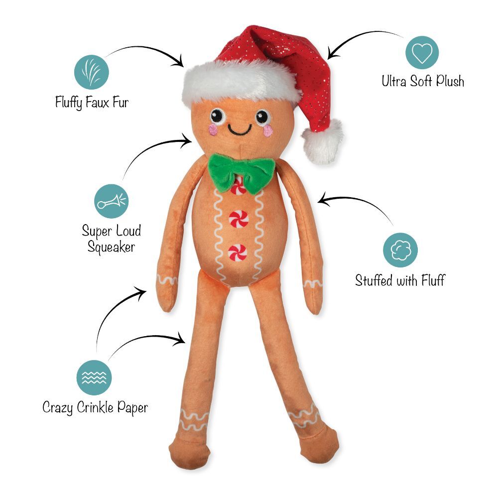 Fringe Studio Seasons Eatings! Plush Squeaker Christmas Extra Long Dog Toy Dog toys Fringe Studio