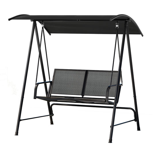 Gardeon Outdoor Swing Chair Garden Bench Furniture Canopy 2 Seater Black Furniture > Outdoor > Outdoor Chairs Woofy and Whiskers