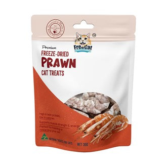 Freecat Premium freeze dried Chicken Bites with Cat grass 50g Cat treats Woofy and Whiskers Prawns