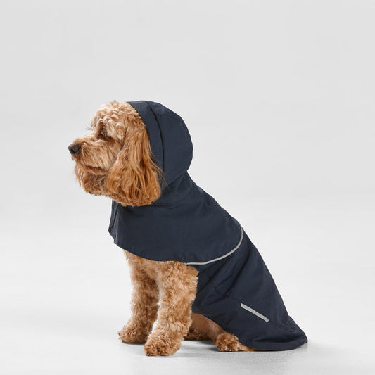 Snooza wear rain coat hooded - Navy Woofy and Whiskers