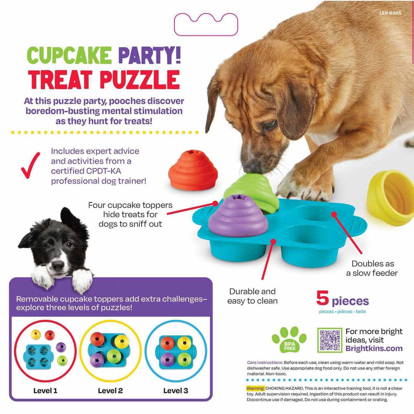 Brightkins Cupcake Party! Interactive Dog Treat Dispensing Toy & Puzzle Interactive dog puzzle brightkins