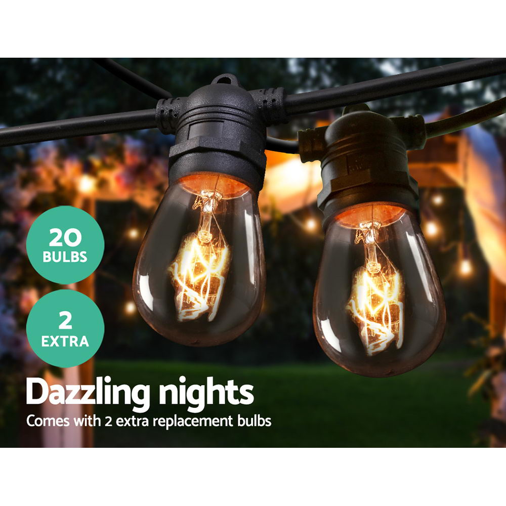 20m LED Festoon String Lights Outdoor Christmas Wedding Waterproof Garden Decor Occasions > Christmas > Outdoor Decorations & Lights Woofy and Whiskers