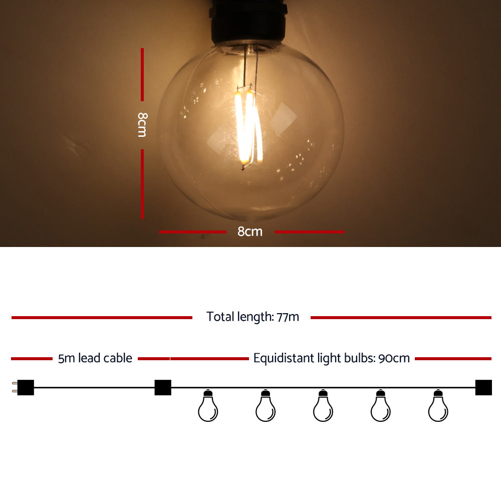 Jingle Jollys 77m LED Festoon Lights Sting Lighting Kits Wedding Outdoor Party Occasions > Christmas > Outdoor Decorations & Lights Woofy and Whiskers