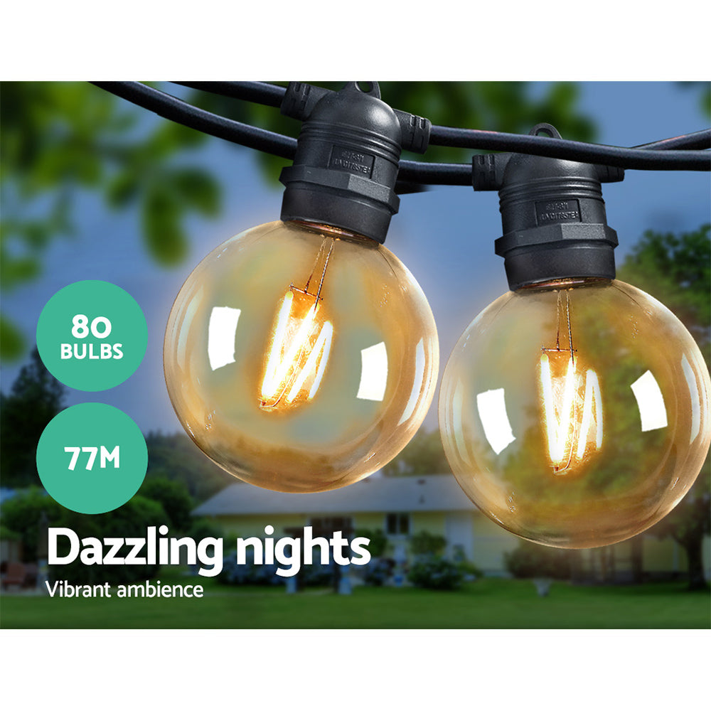 Jingle Jollys 77m LED Festoon Lights Sting Lighting Kits Wedding Outdoor Party Occasions > Christmas > Outdoor Decorations & Lights Woofy and Whiskers