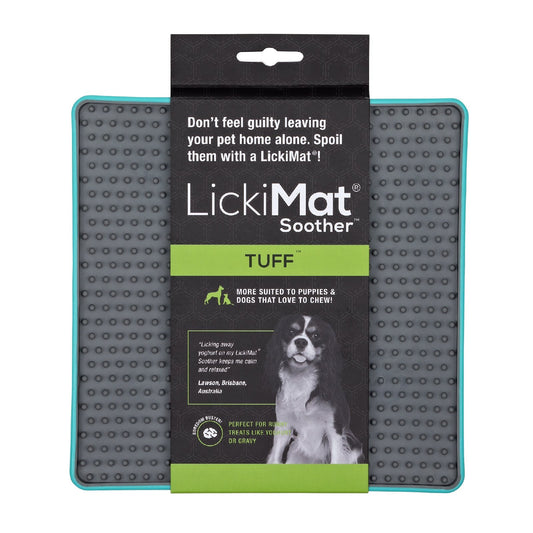 LickiMat Soother Tuff Slow Food Bowl Woofy and Whiskers Blue