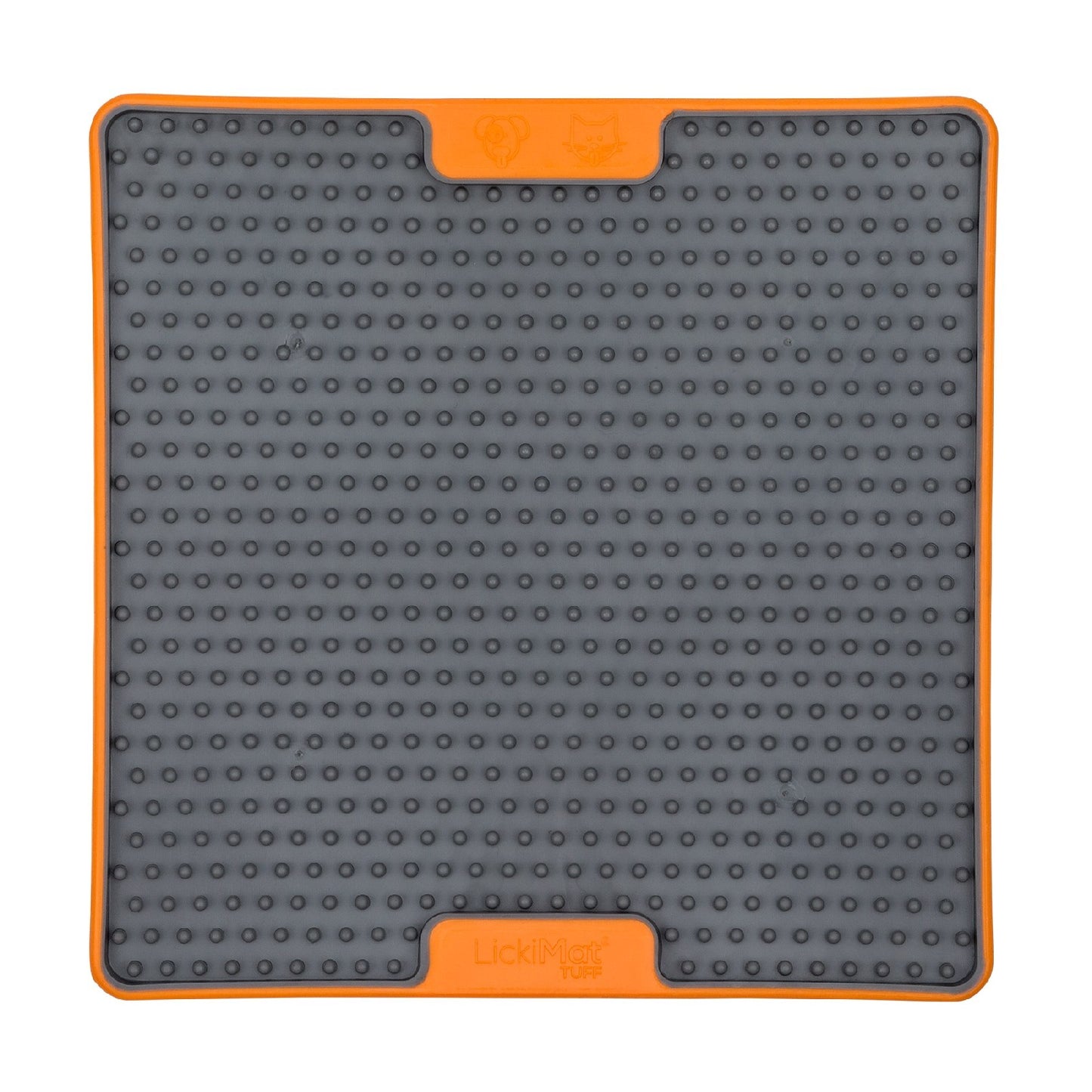 LickiMat Soother Tuff Slow Food Bowl Woofy and Whiskers Orange