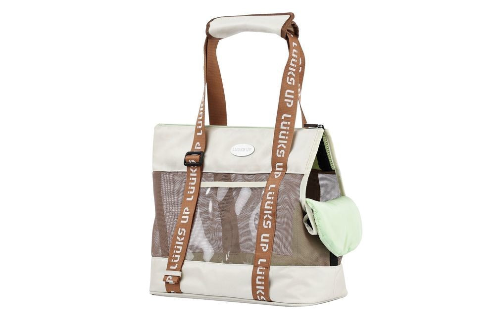 URBAN SPORT pet Tote carrier - Beige green Woofy and Whiskers