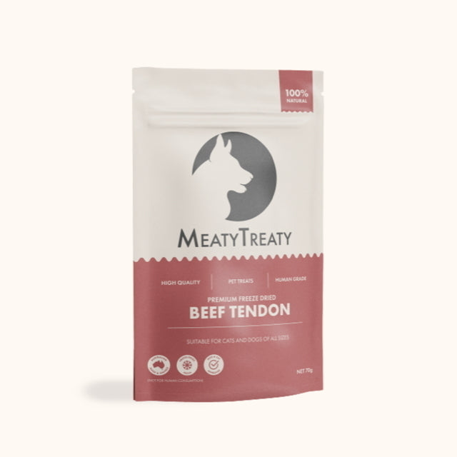 Meaty Treaty Australian Freeze Dried Beef Tendon Dog Treats 70g Woofy and Whiskers