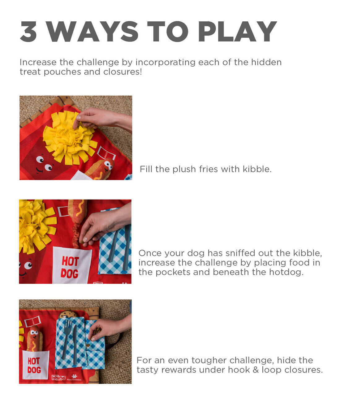 Nina Ottosson Interactive Snuffle Activity Puzzle Mat for Dogs - Fast Food interactive dog toy Nina Ottoson
