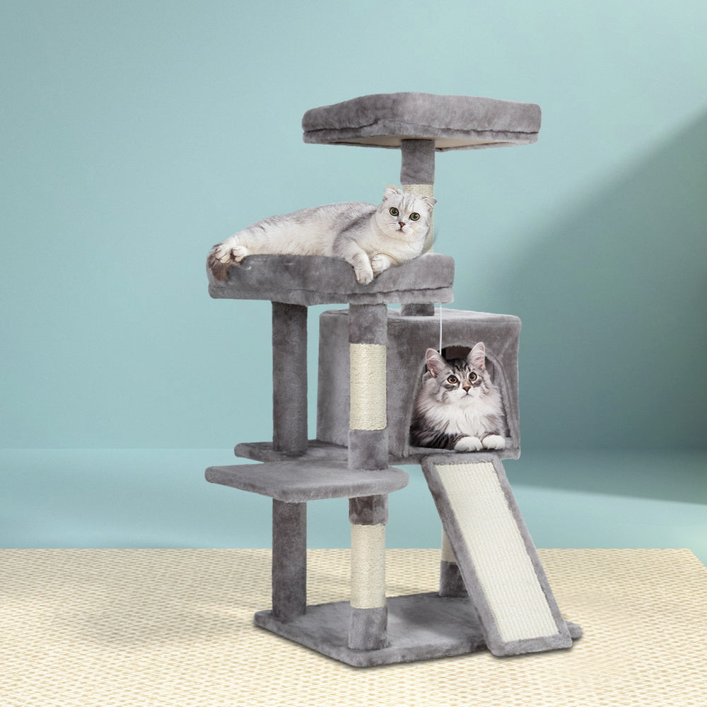 i.Pet Cat Tree 103cm Tower Scratching Post Scratcher Wood Condo House Trees Grey Pet Care > Cat Supplies > Cat Scratching Posts Ipet
