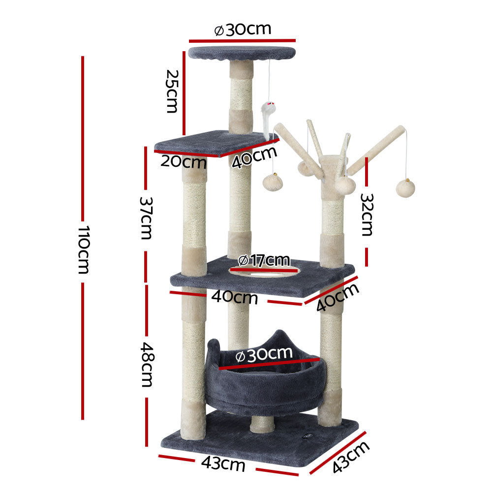 i.Pet Cat Tree 110cm Tower Scratching Post Scratcher Wood Condo House Bed Toys Pet Care > Cat Supplies > Cat Scratching Posts Ipet
