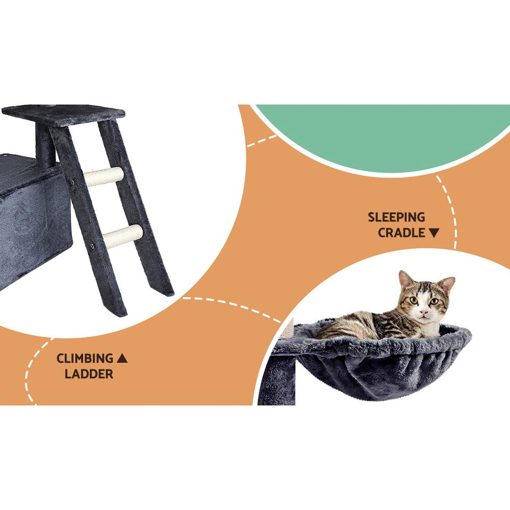 i.Pet Cat Tree Tower Scratching Post Scratcher 138cm Trees Condo House Grey Pet Care > Cat Supplies > Cat Scratching Posts Ipet