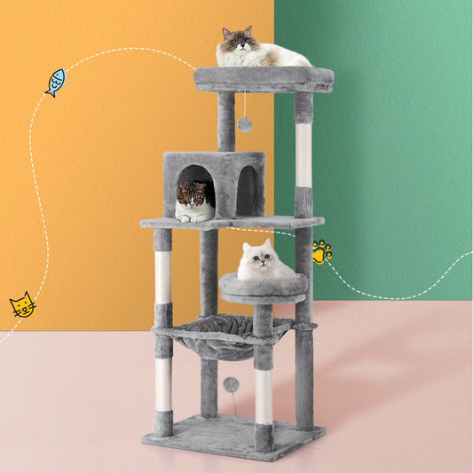 i.Pet Cat Tree Tower Scratching Post Scratcher 143cm Condo House Trees Grey Pet Care > Cat Supplies > Cat Scratching Posts ipet
