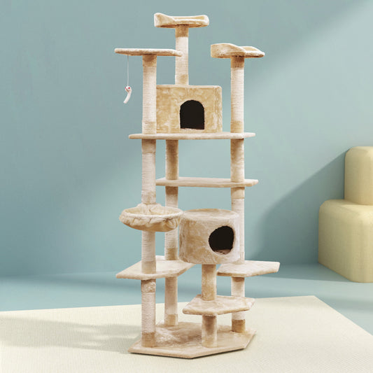 i.Pet Cat Tree 203cm Tower Scratching Post Scratcher Condo Trees House Bed Beige Pet Care > Cat Supplies > Cat Scratching Posts Ipet