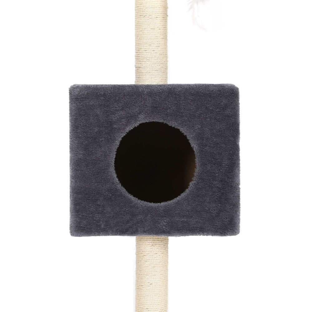 i.Pet Cat Tree 260cm Tower Scratching Post Scratcher Floor to Ceiling Cats Bed Dark Grey Pet Care > Cat Supplies > Cat Scratching Posts Ipet