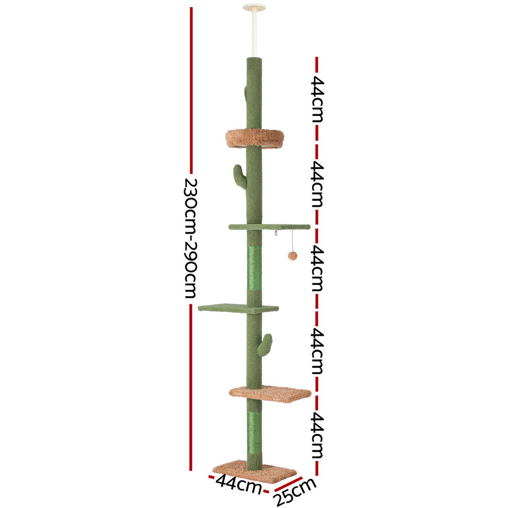 i.Pet Cat Tree Tower Scratching Post Scratcher Floor to Ceiling Cats Bed 290cm Pet Care > Cat Supplies > Cat Scratching Posts Ipet